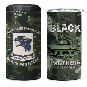 761st Tank Battalion Black Panthers 4 in 1 Can Cooler Tumbler WWII Military Camouflage - African Pride