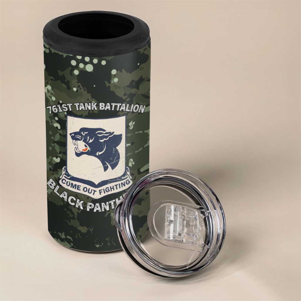 761st Tank Battalion Black Panthers 4 in 1 Can Cooler Tumbler WWII Military Camouflage - African Pride