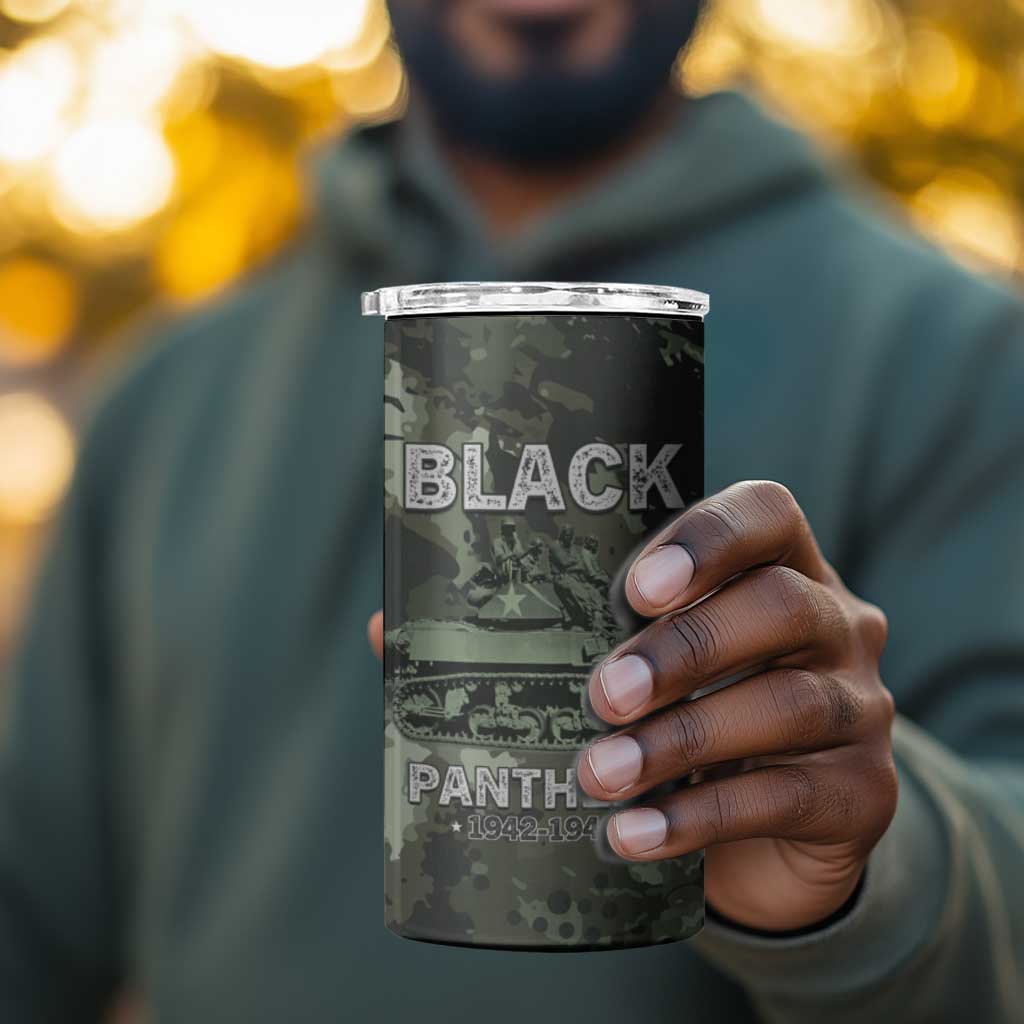 761st Tank Battalion Black Panthers 4 in 1 Can Cooler Tumbler WWII Military Camouflage - African Pride