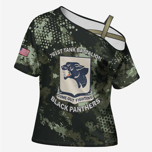 761st Tank Battalion Black Panthers Cross Shoulder Shirt WWII Military Camouflage - African Pride