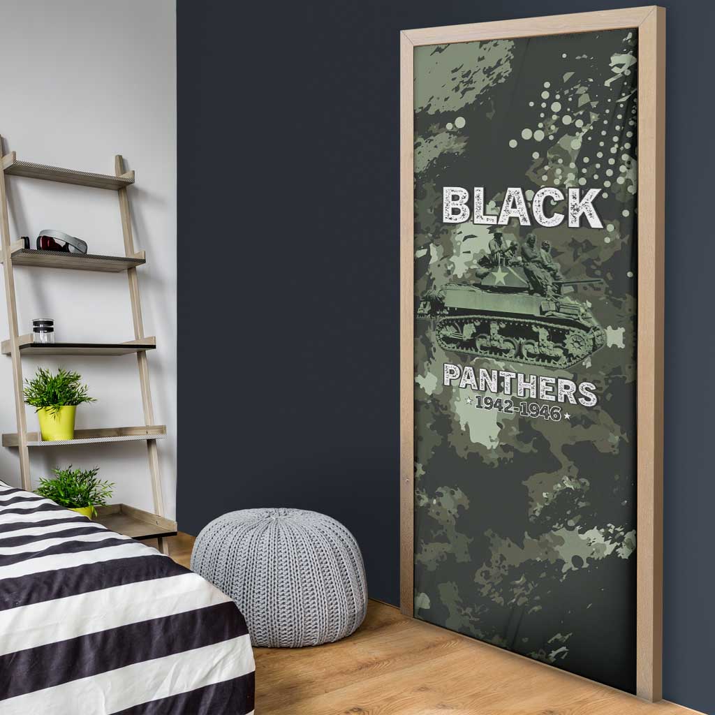761st Tank Battalion Black Panthers Door Cover WWII Military Camouflage - African Pride