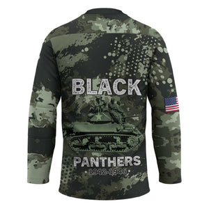 761st Tank Battalion Black Panthers Hockey Jersey WWII Military Camouflage - African Pride