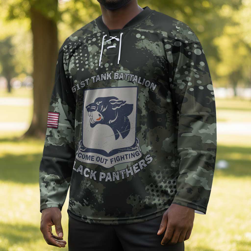 761st Tank Battalion Black Panthers Hockey Jersey WWII Military Camouflage - African Pride