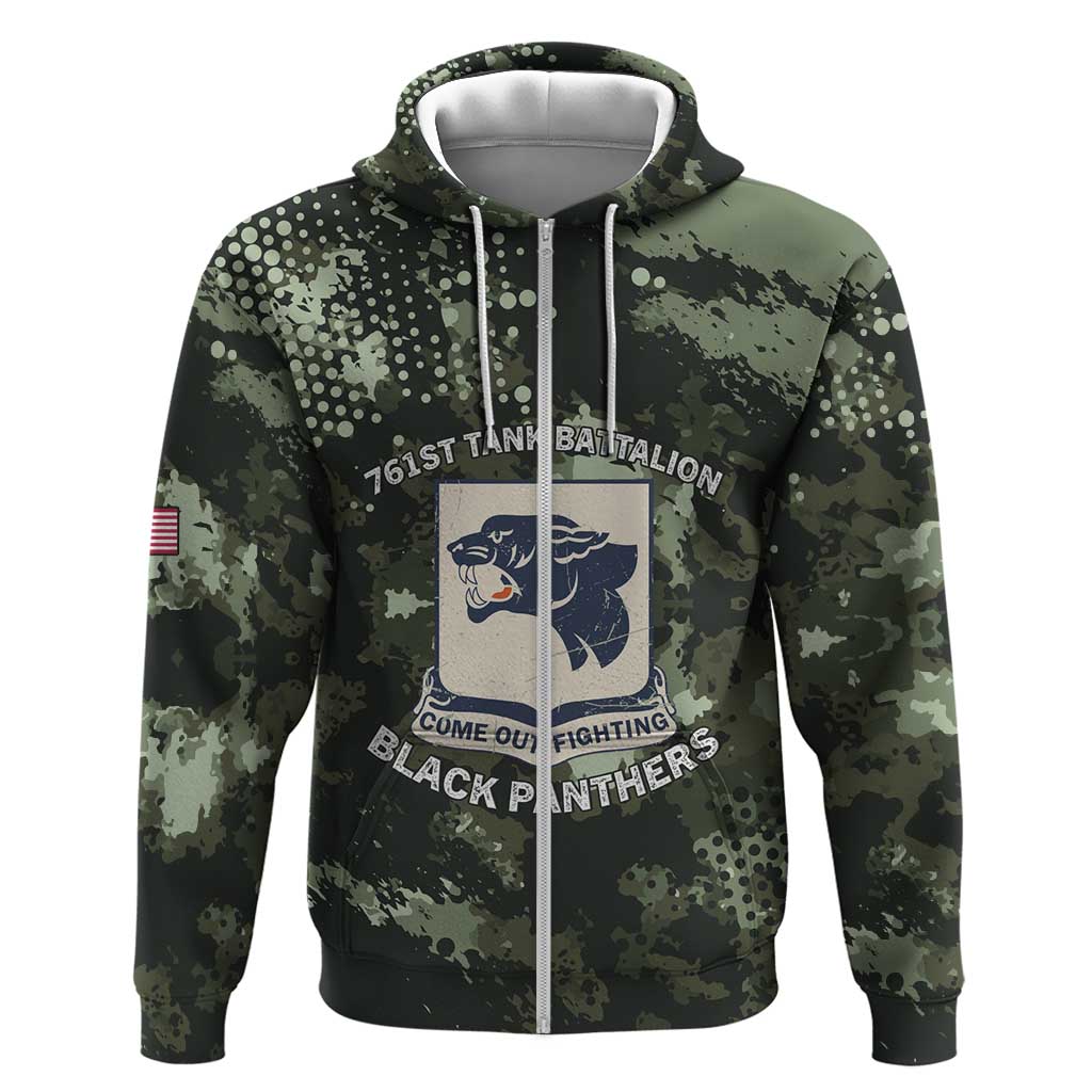 761st Tank Battalion Black Panthers Hoodie WWII Military Camouflage - African Pride