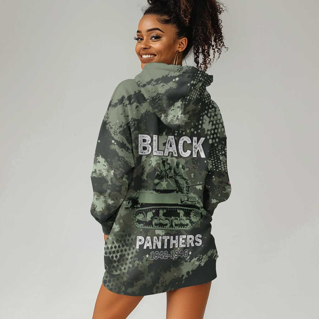 761st Tank Battalion Black Panthers Hoodie Dress WWII Military Camouflage - African Pride