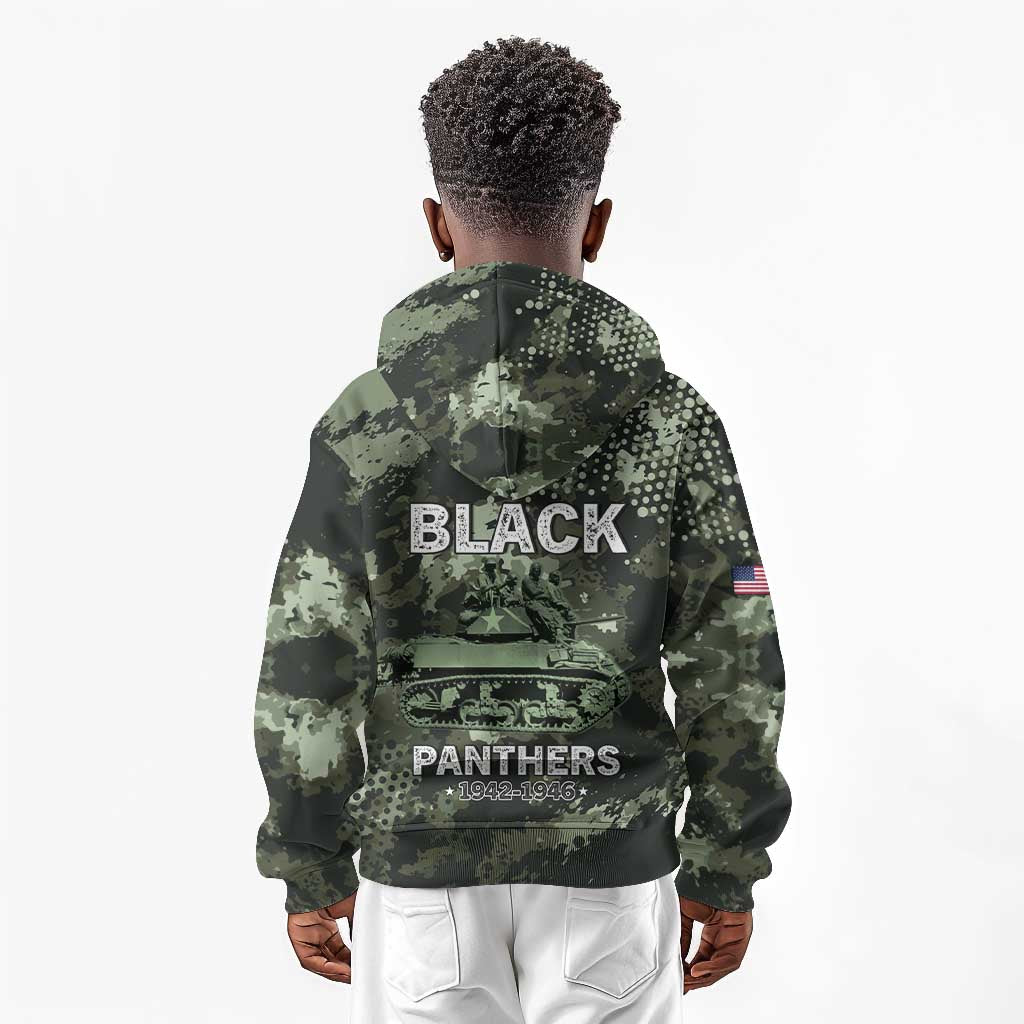 761st Tank Battalion Black Panthers Kid Hoodie WWII Military Camouflage - African Pride