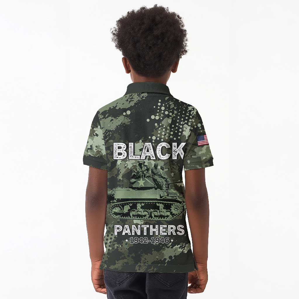 761st Tank Battalion Black Panthers Kid Polo Shirt WWII Military Camouflage - African Pride