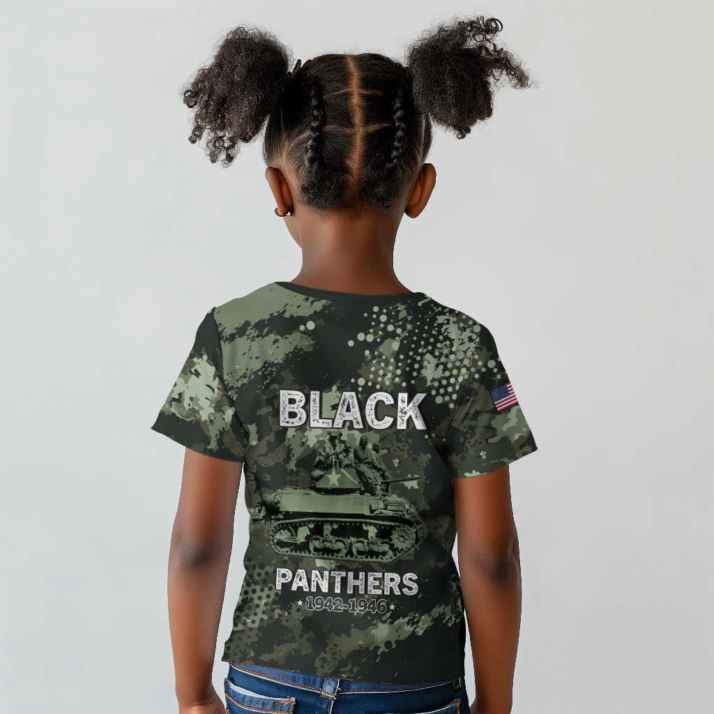 761st Tank Battalion Black Panthers Kid T shirt WWII Military Camouflage - African Pride