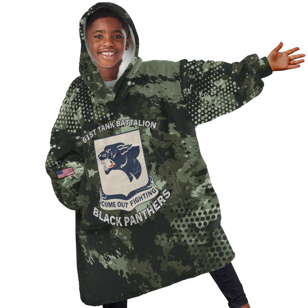 761st Tank Battalion Black Panthers Kid Wearable Blanket Hoodie WWII Military Camouflage - African Pride