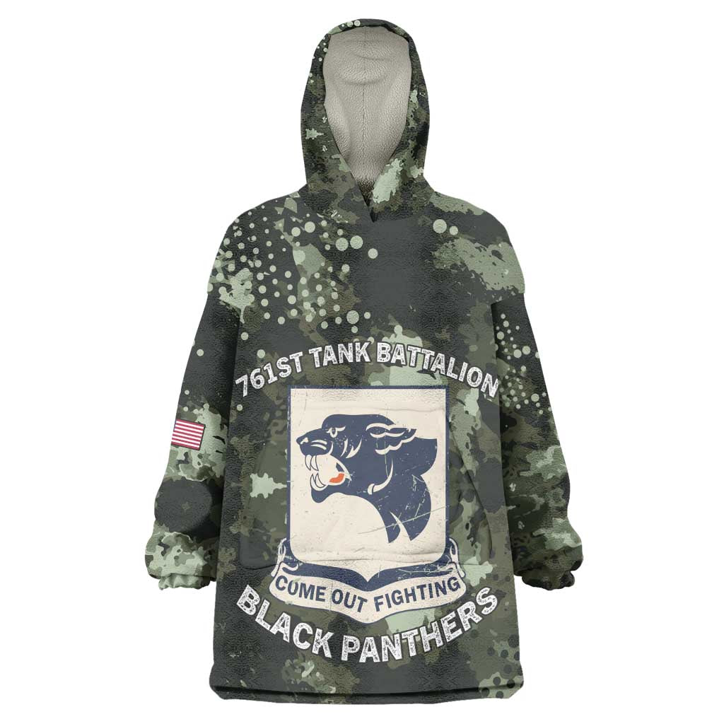 761st Tank Battalion Black Panthers Kid Wearable Blanket Hoodie WWII Military Camouflage - African Pride