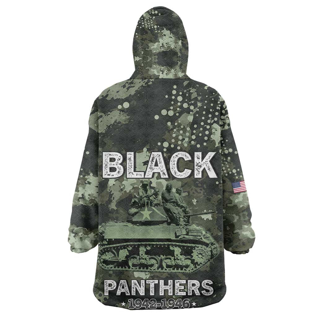 761st Tank Battalion Black Panthers Kid Wearable Blanket Hoodie WWII Military Camouflage - African Pride