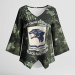 761st Tank Battalion Black Panthers Kimono Sleeve Blouse WWII Military Camouflage - African Pride