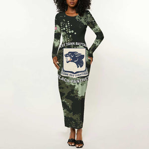 761st Tank Battalion Black Panthers Long Sleeve Bodycon Dress WWII Military Camouflage - African Pride