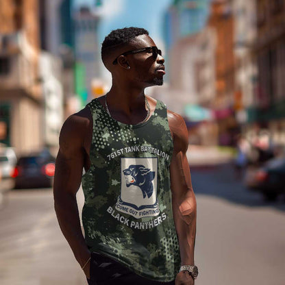 761st Tank Battalion Black Panthers Men Tank Top WWII Military Camouflage - African Pride