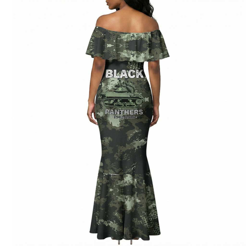 761st Tank Battalion Black Panthers Mermaid Dress WWII Military Camouflage - African Pride