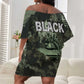 761st Tank Battalion Black Panthers Off Shoulder Short Dress WWII Military Camouflage - African Pride
