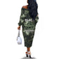 761st Tank Battalion Black Panthers Off The Shoulder Long Sleeve Dress WWII Military Camouflage - African Pride