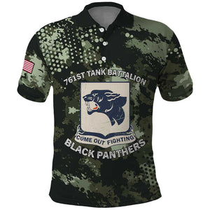 761st Tank Battalion Black Panthers Polo Shirt WWII Military Camouflage - African Pride