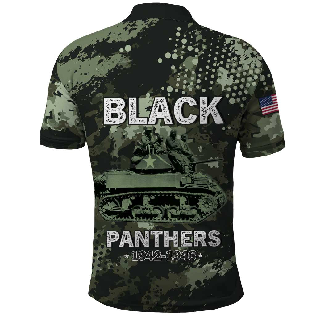 761st Tank Battalion Black Panthers Polo Shirt WWII Military Camouflage - African Pride