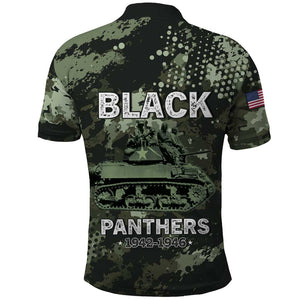 761st Tank Battalion Black Panthers Polo Shirt WWII Military Camouflage - African Pride