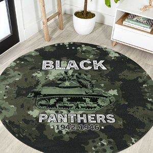 761st Tank Battalion Black Panthers Round Carpet WWII Military Camouflage - African Pride