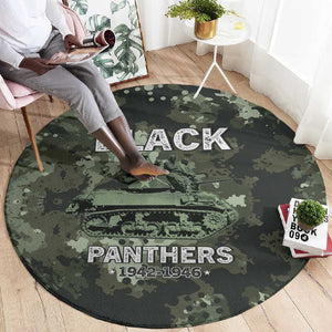 761st Tank Battalion Black Panthers Round Carpet WWII Military Camouflage - African Pride