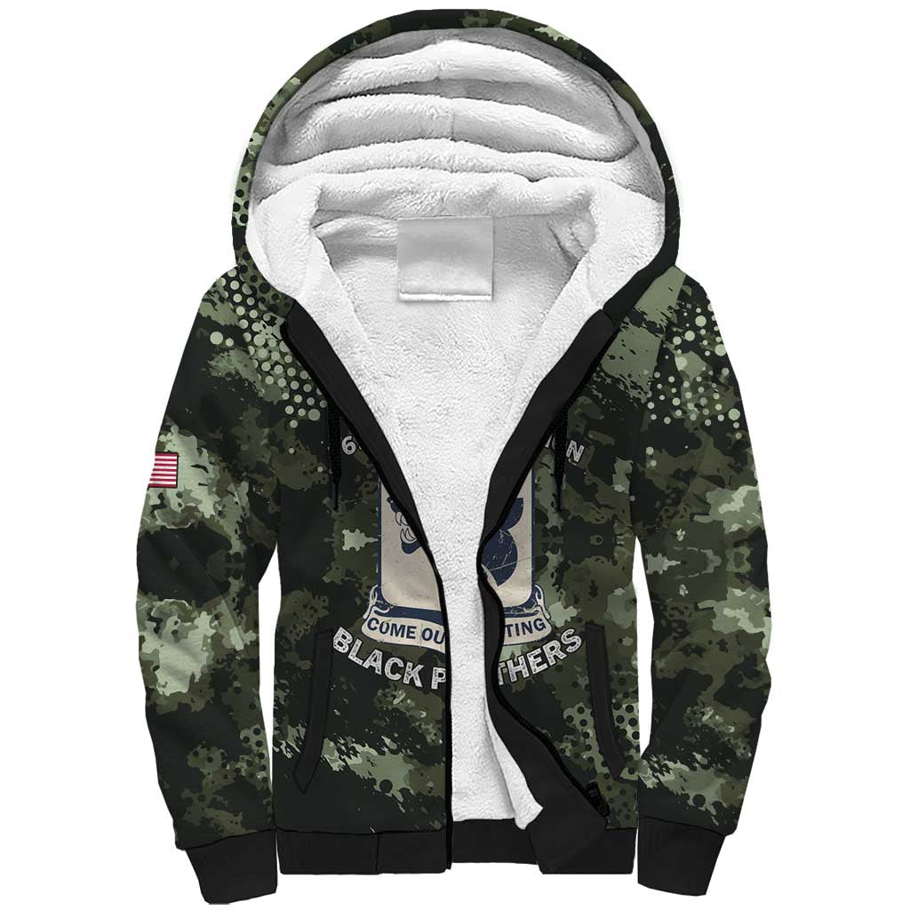 761st Tank Battalion Black Panthers Sherpa Hoodie WWII Military Camouflage - African Pride