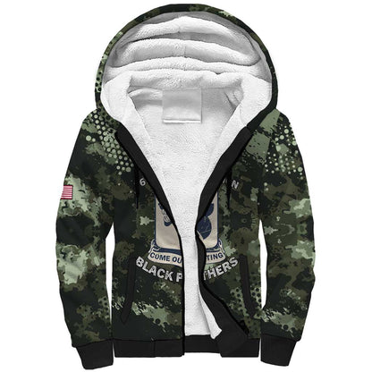 761st Tank Battalion Black Panthers Sherpa Hoodie WWII Military Camouflage - African Pride
