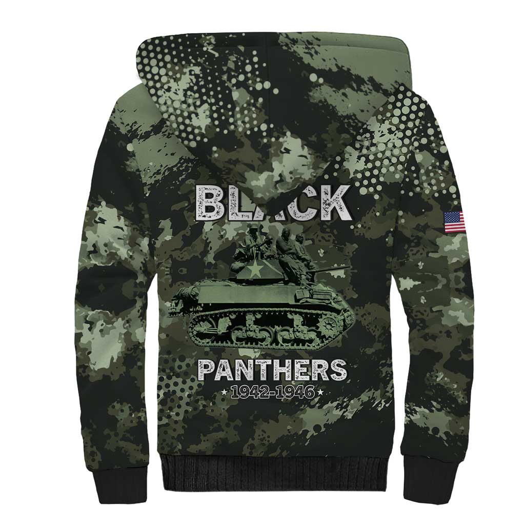 761st Tank Battalion Black Panthers Sherpa Hoodie WWII Military Camouflage - African Pride