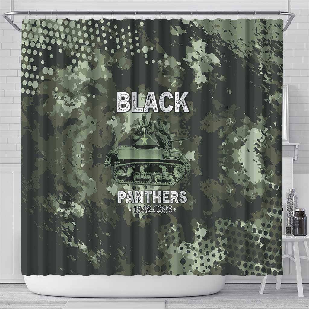 761st Tank Battalion Black Panthers Shower Curtain WWII Military Camouflage - African Pride