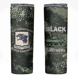 761st Tank Battalion Black Panthers Skinny Tumbler WWII Military Camouflage - African Pride