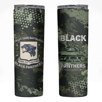 761st Tank Battalion Black Panthers Skinny Tumbler WWII Military Camouflage - African Pride