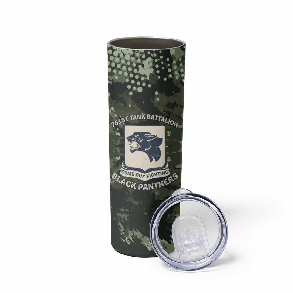 761st Tank Battalion Black Panthers Skinny Tumbler WWII Military Camouflage - African Pride