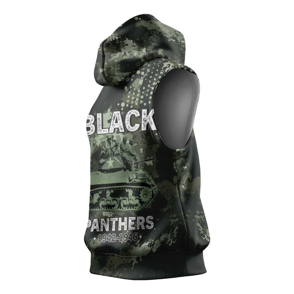 761st Tank Battalion Black Panthers Sleeveless Hoodie WWII Military Camouflage - African Pride