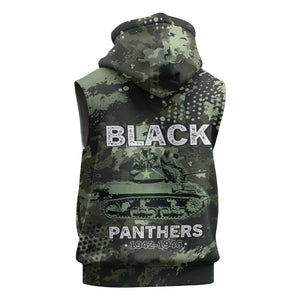 761st Tank Battalion Black Panthers Sleeveless Zip Hoodie WWII Military Camouflage - African Pride