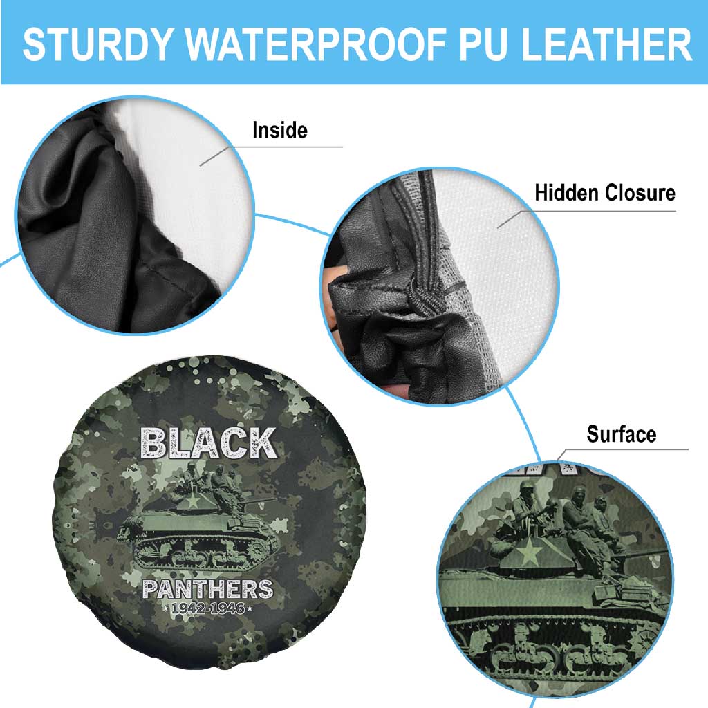 761st Tank Battalion Black Panthers Spare Tire Cover WWII Military Camouflage - African Pride