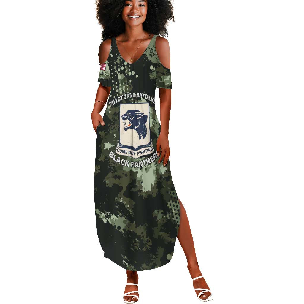 761st Tank Battalion Black Panthers Summer Maxi Dress WWII Military Camouflage - African Pride