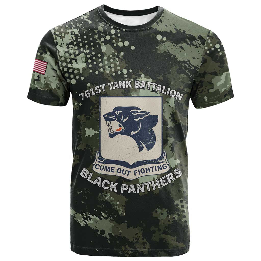 761st Tank Battalion Black Panthers T shirt WWII Military Camouflage - African Pride