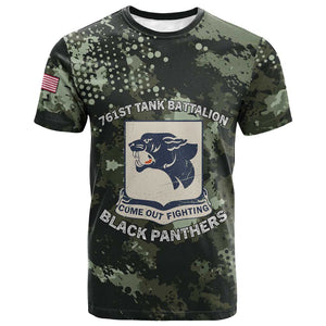 761st Tank Battalion Black Panthers T shirt WWII Military Camouflage - African Pride