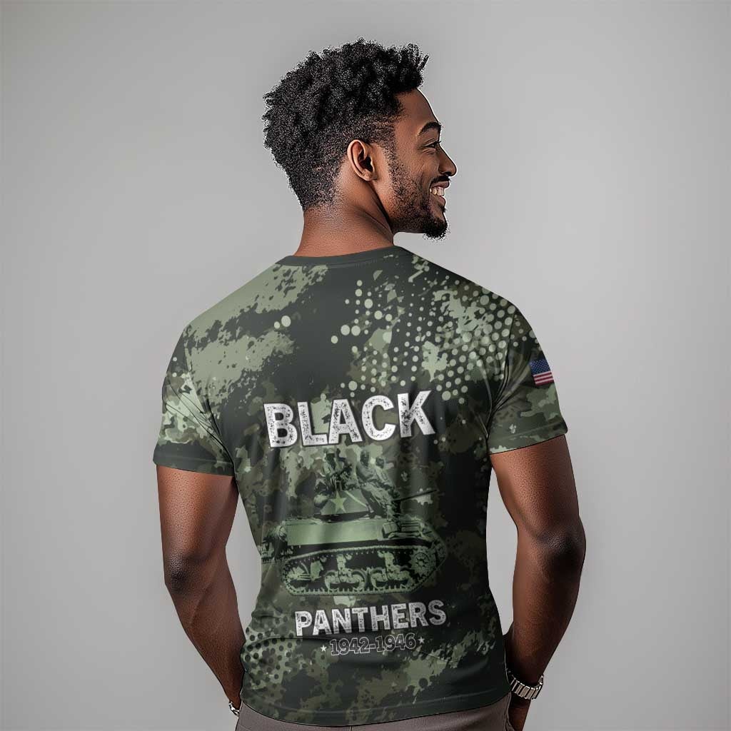 761st Tank Battalion Black Panthers T shirt WWII Military Camouflage - African Pride