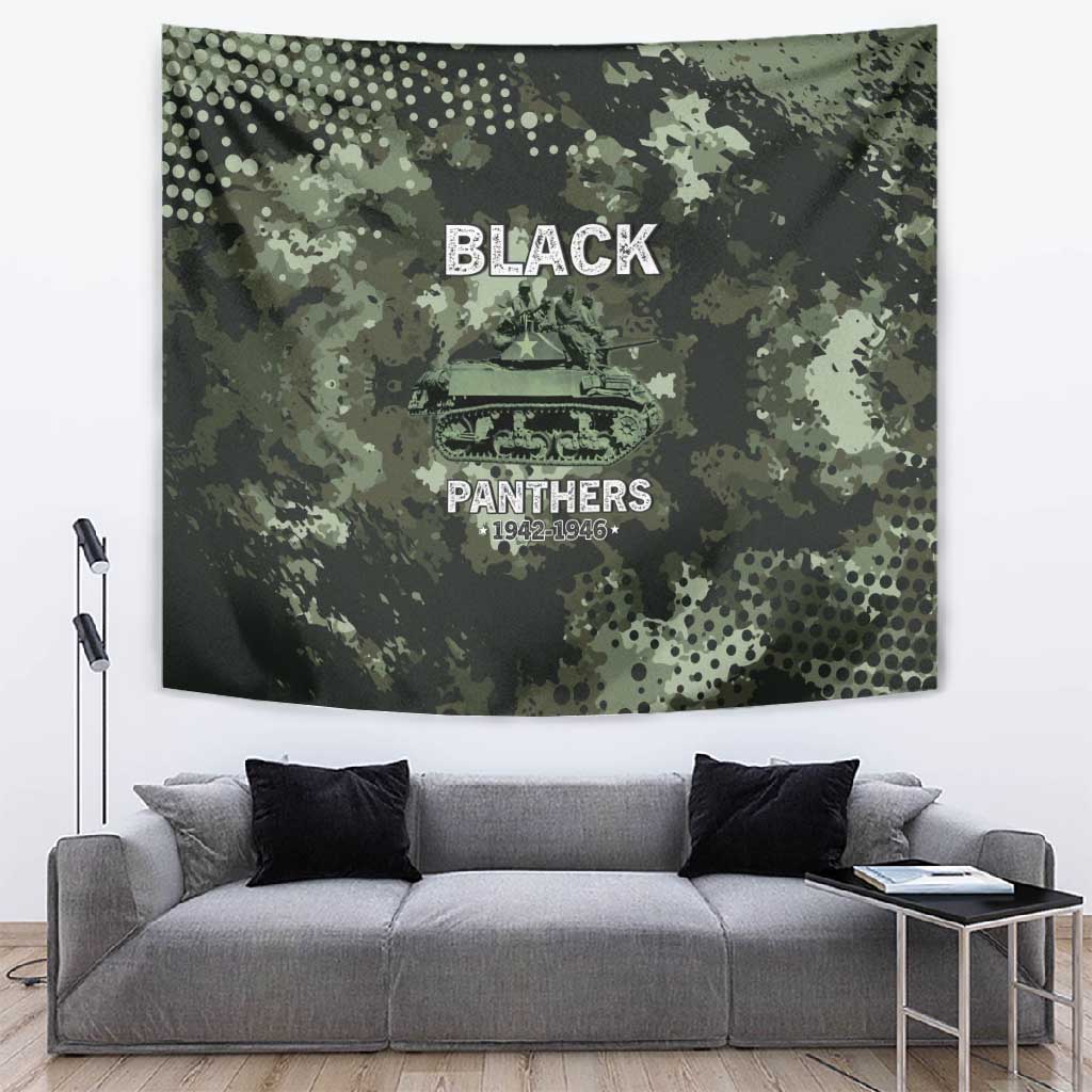 761st Tank Battalion Black Panthers Tapestry WWII Military Camouflage - African Pride