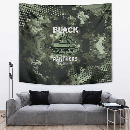 761st Tank Battalion Black Panthers Tapestry WWII Military Camouflage - African Pride