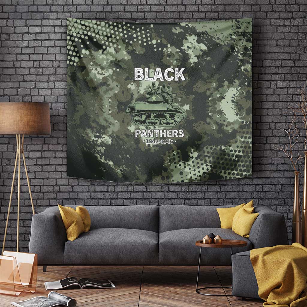 761st Tank Battalion Black Panthers Tapestry WWII Military Camouflage - African Pride