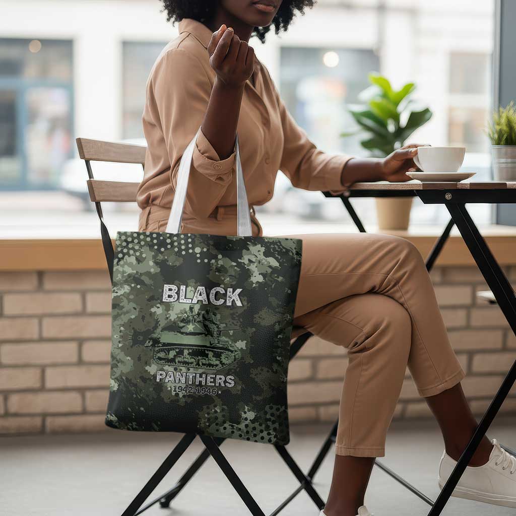761st Tank Battalion Black Panthers Tote Bag WWII Military Camouflage - African Pride