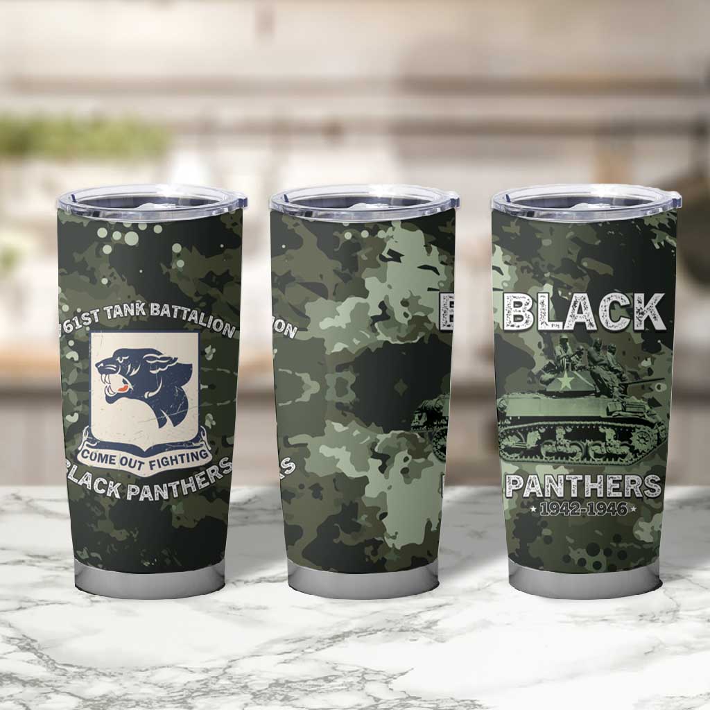 761st Tank Battalion Black Panthers Tumbler Cup WWII Military Camouflage - African Pride