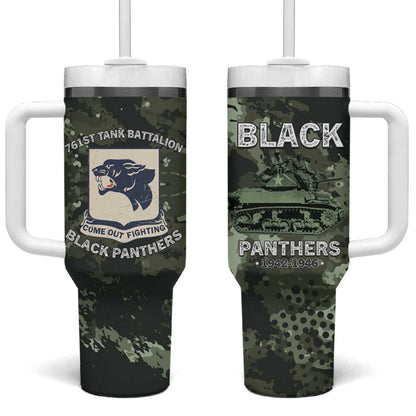 761st Tank Battalion Black Panthers Tumbler With Handle WWII Military Camouflage - African Pride