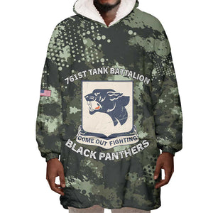 761st Tank Battalion Black Panthers Wearable Blanket Hoodie WWII Military Camouflage - African Pride