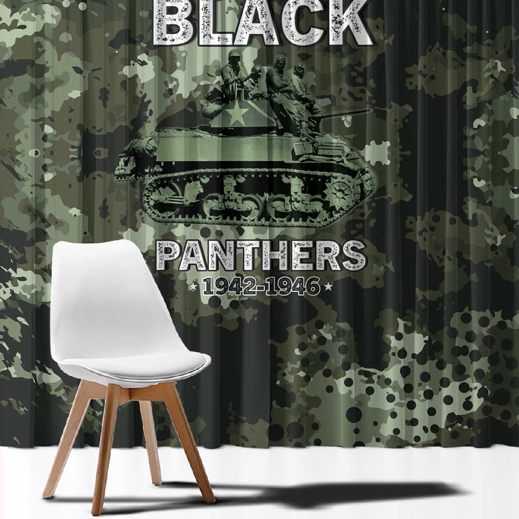 761st Tank Battalion Black Panthers Window Curtain WWII Military Camouflage - African Pride