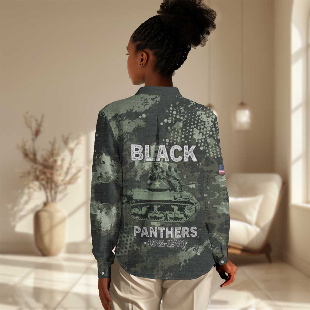 761st Tank Battalion Black Panthers Women Casual Shirt WWII Military Camouflage - African Pride