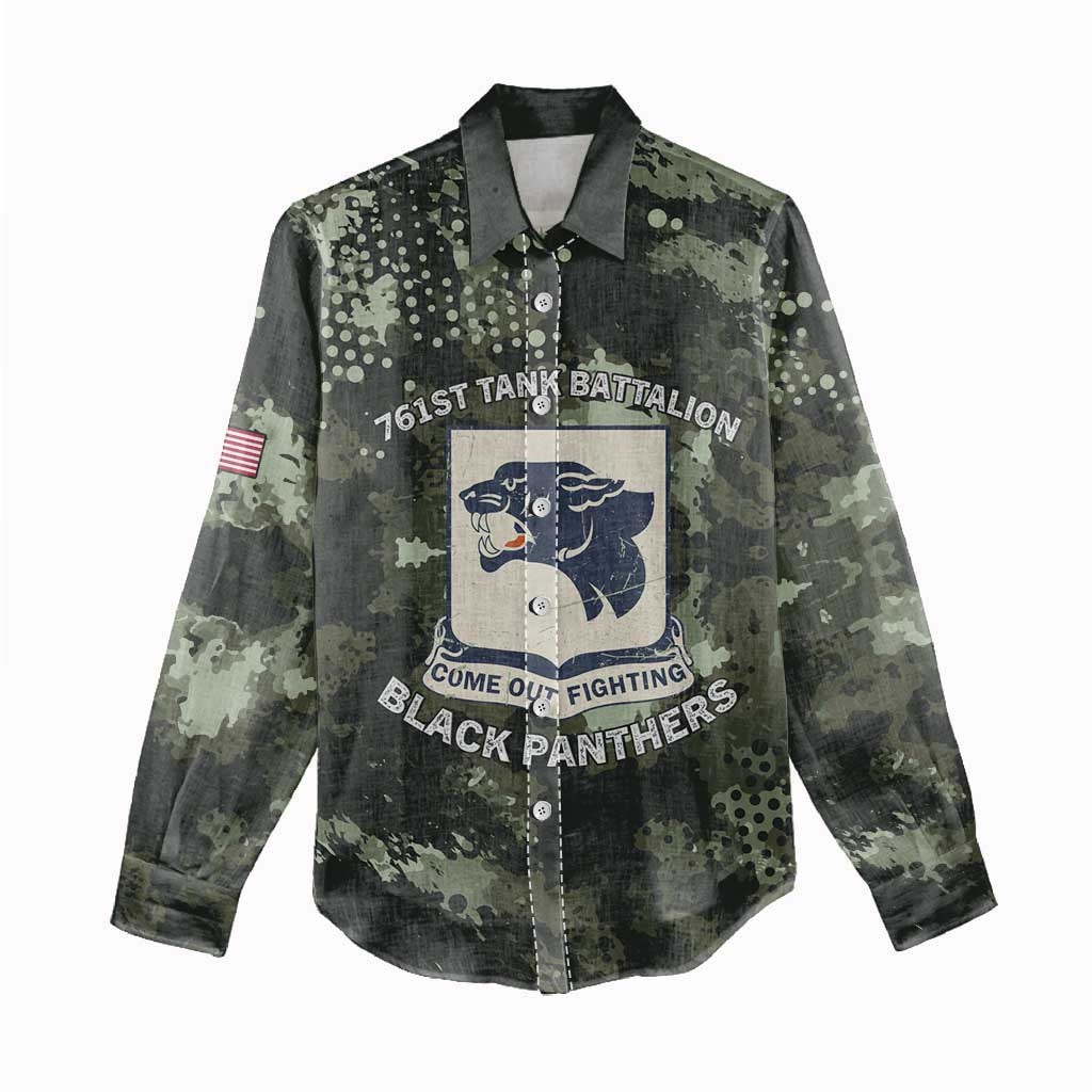761st Tank Battalion Black Panthers Women Casual Shirt WWII Military Camouflage - African Pride
